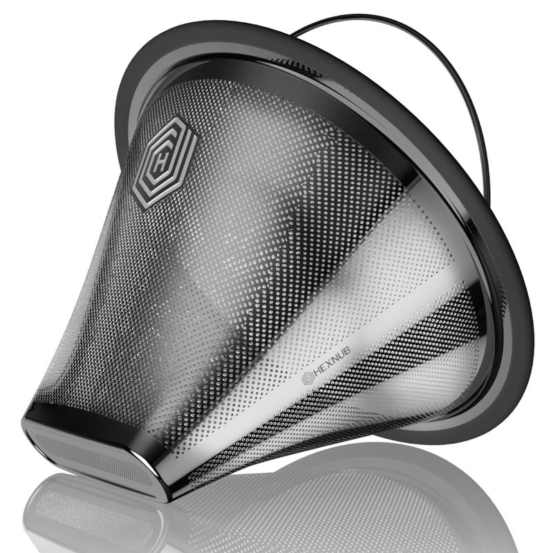 HEXNUB Reusable 4 Coffee Filter for Technivorm Moccamaster KBGV KBT Stainless Steel Mesh Durable Metal Filter for sustainable Brewing